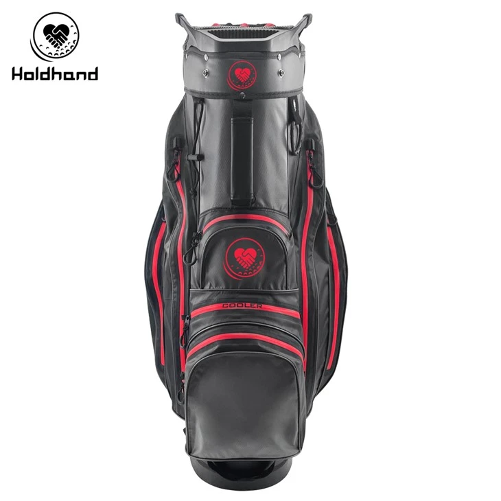 Kompakter Premium-Golfkoffer mit 15-stufiger Schlägerverwaltung, spezieller Putternische, anpassbarem Taschensystem, Kühlfach für Getränke, ergonomischem Tragegurt und schnell einsetzbarem Wetterschutz – für alle.