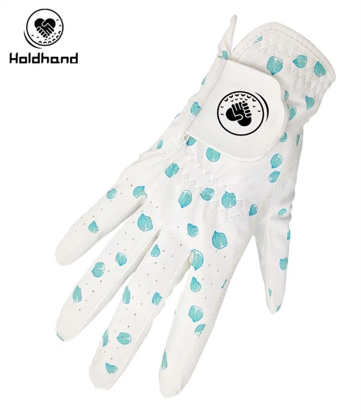 Custom Ladies Compression-Fit Synthetic Golf Glove With Green Printing