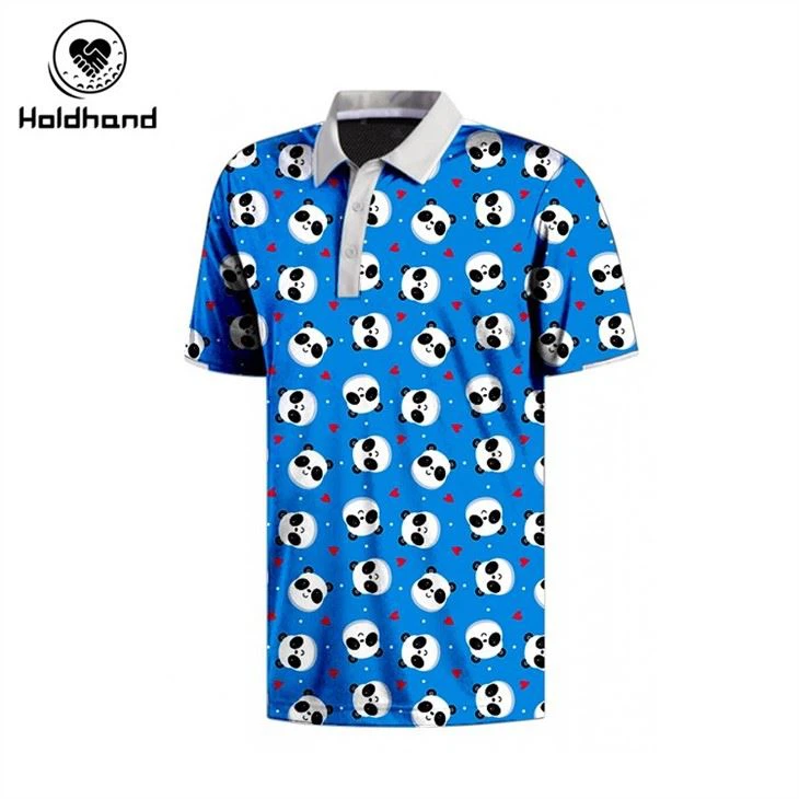 Cute Panda Design HIGH QUALITY Mens Golf Polo Shirts Custom Made in China