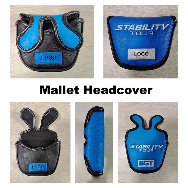 Spliced PU Leather Mallet Headcover For Golf Putter Embroidery OEM Logo